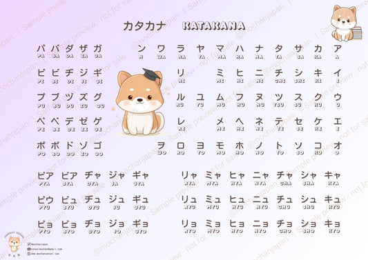 Katakana Chart – Murasaki 💜 Edition | Kawaii Japanese Learning Poster